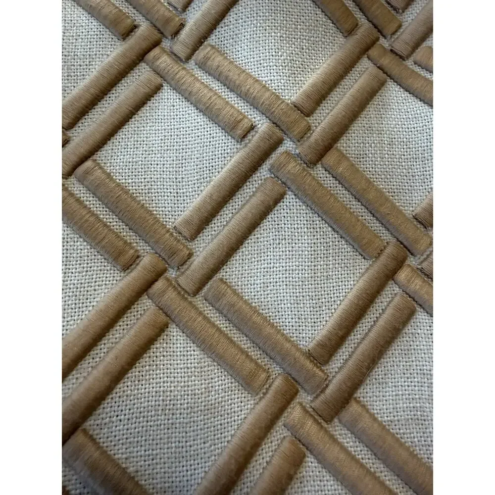 Pier 1 Pillow‎ Cover Embroidered Raised LT Brown/Tan Lines 